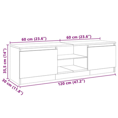 TV-bänk med LED-belysning vit högglans 120x30x35,5 cm