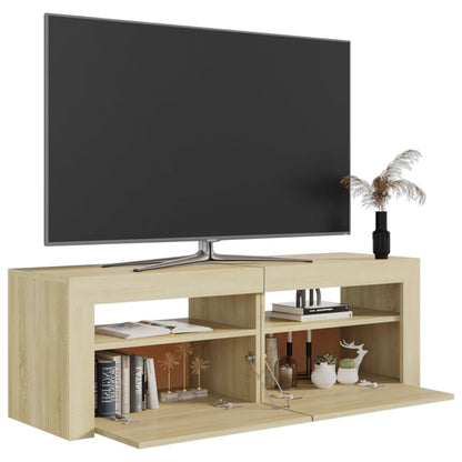 TV-bänk med LED-belysning sonomaek 120x35x40 cm