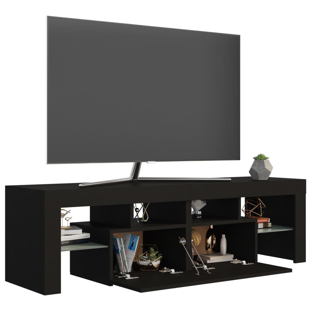 Tv-bänk med LED-belysning svart 140x36,5x40 cm