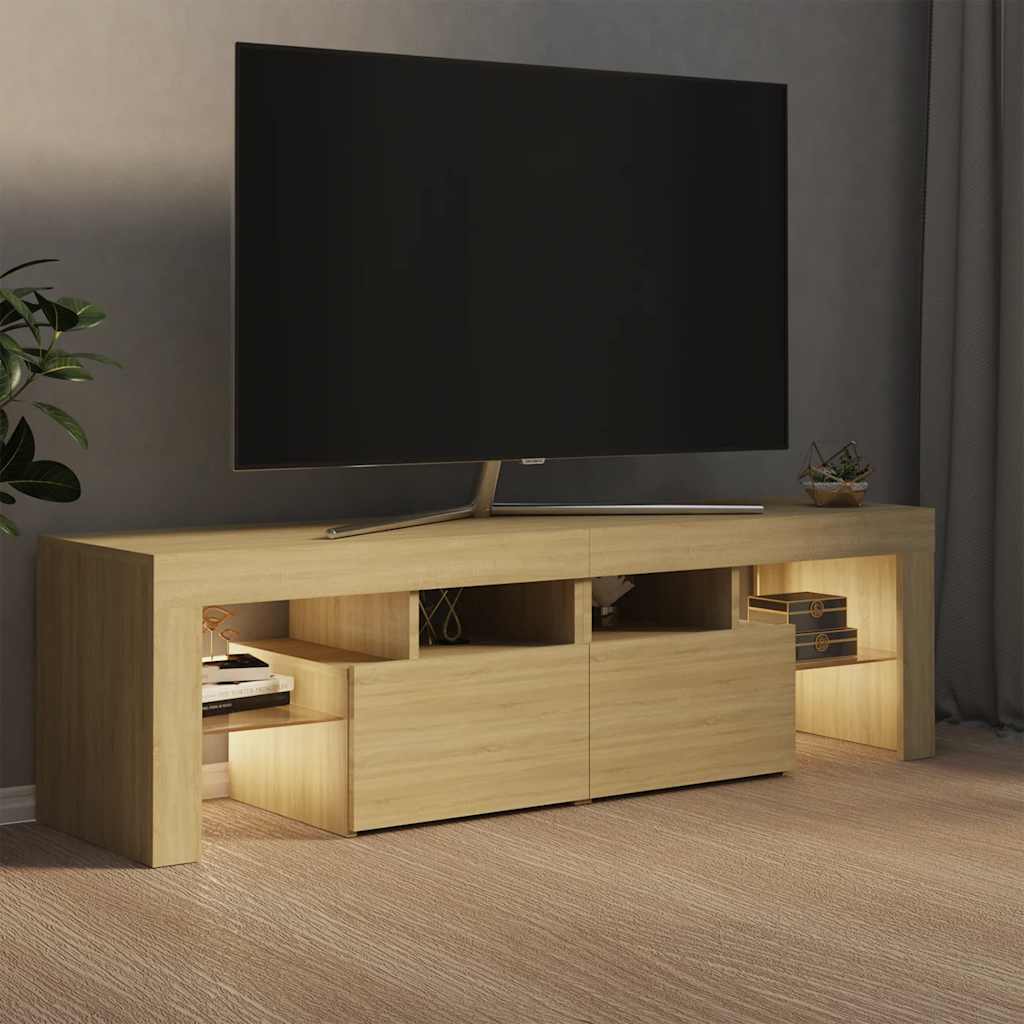 Tv-bänk med LED-belysning sonoma-ek 140x36,5x40 cm