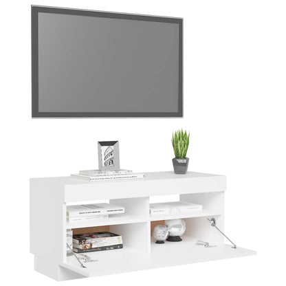 TV-bänk med LED-belysning vit 80x35x40 cm