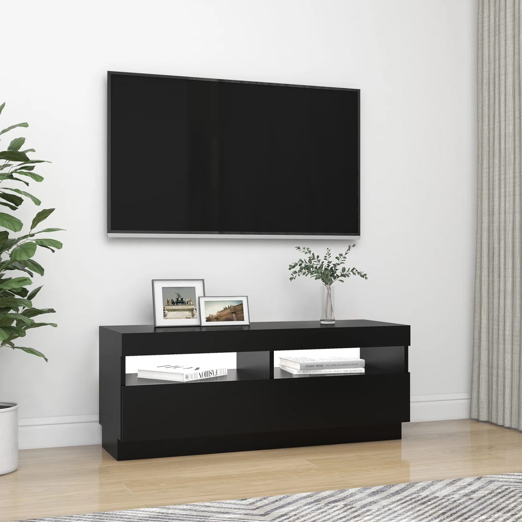 TV-bänk med LED-belysning svart 100x35x40 cm