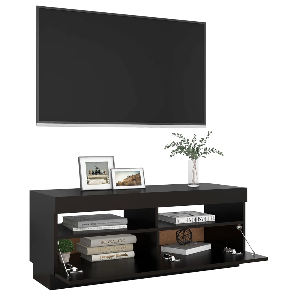 TV-bänk med LED-belysning svart 100x35x40 cm