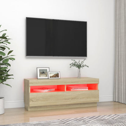 TV-bänk med LED-belysning sonoma-ek 100x35x40 cm