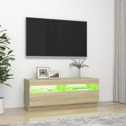 TV-bänk med LED-belysning sonoma-ek 100x35x40 cm