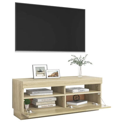 TV-bänk med LED-belysning sonoma-ek 100x35x40 cm