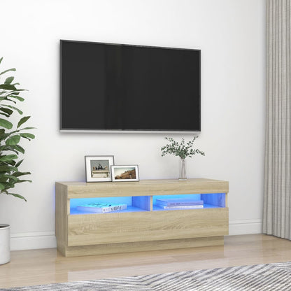 TV-bänk med LED-belysning sonoma-ek 100x35x40 cm