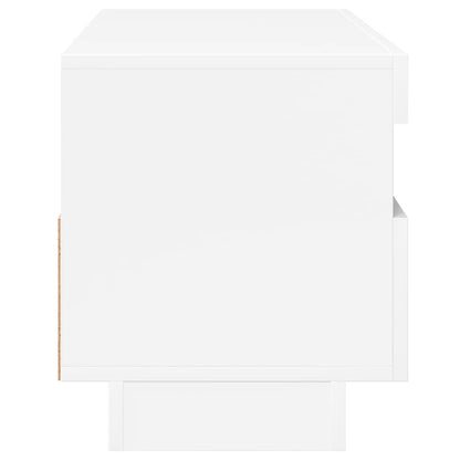 TV-bänk med LED-belysning vit högglans 100x35x40 cm