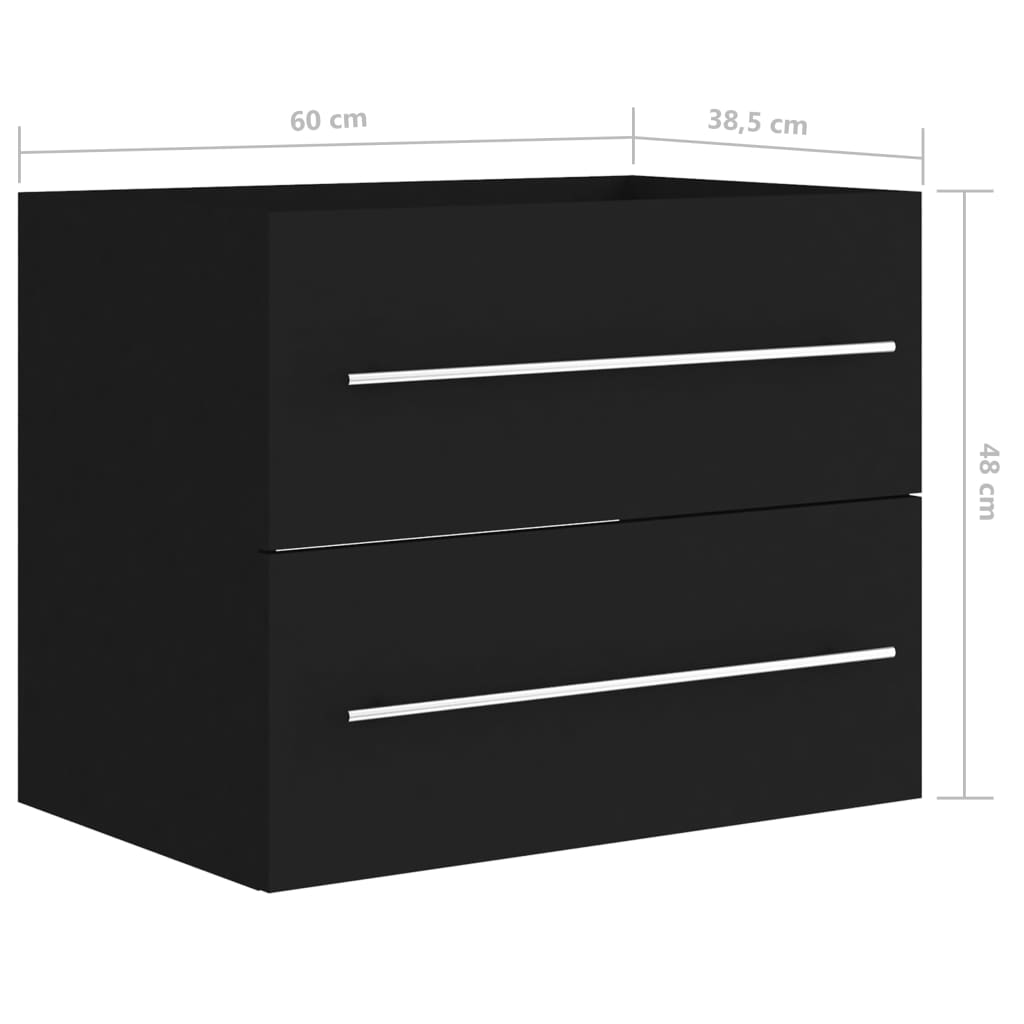 Tvättställsskåp svart 60x38,5x48 cm konstruerat trä