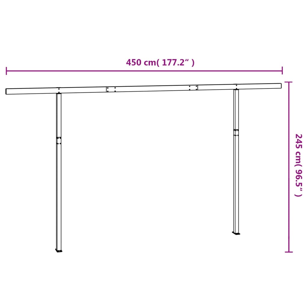 Markisstolpar set vit 450x245 cm järn