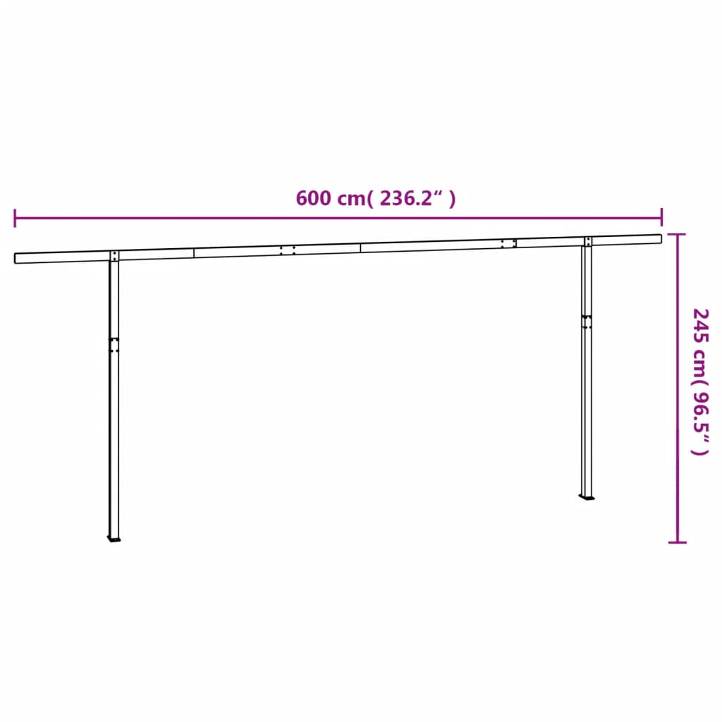 Markisstolpar set vit 600x245 cm järn