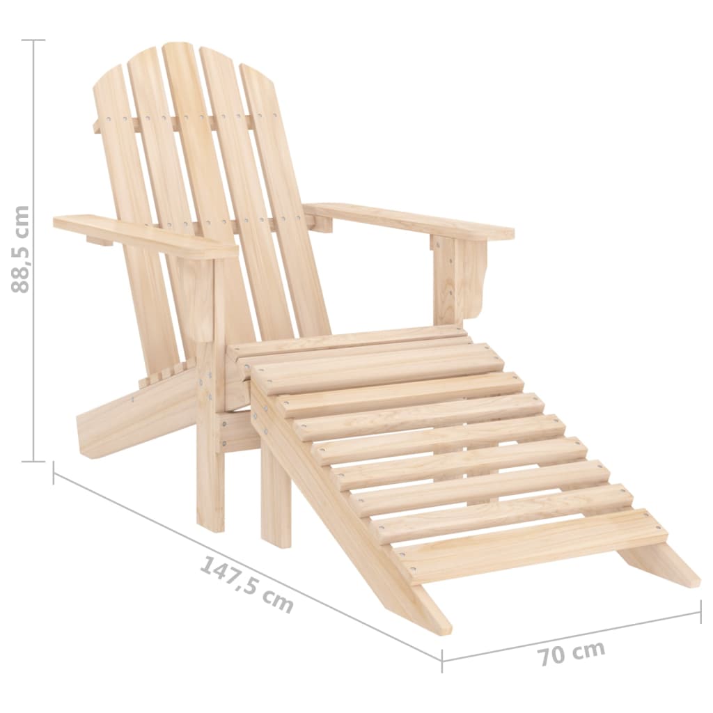 Adirondackstol med fotpall massivt granträ