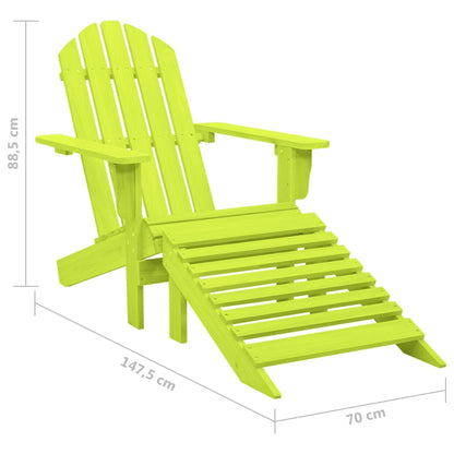 Adirondackstol med fotpall massivt granträ grön