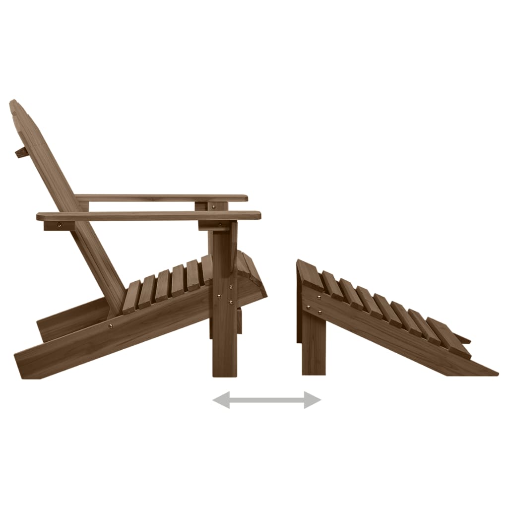 Adirondackstol med fotpall och bord massivt granträ brun