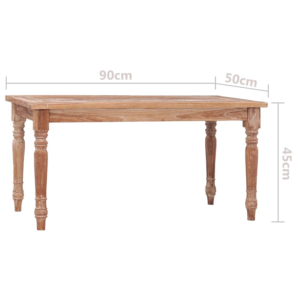 Batavia-soffbord 90x50x45 cm vitkalkad massiv teak