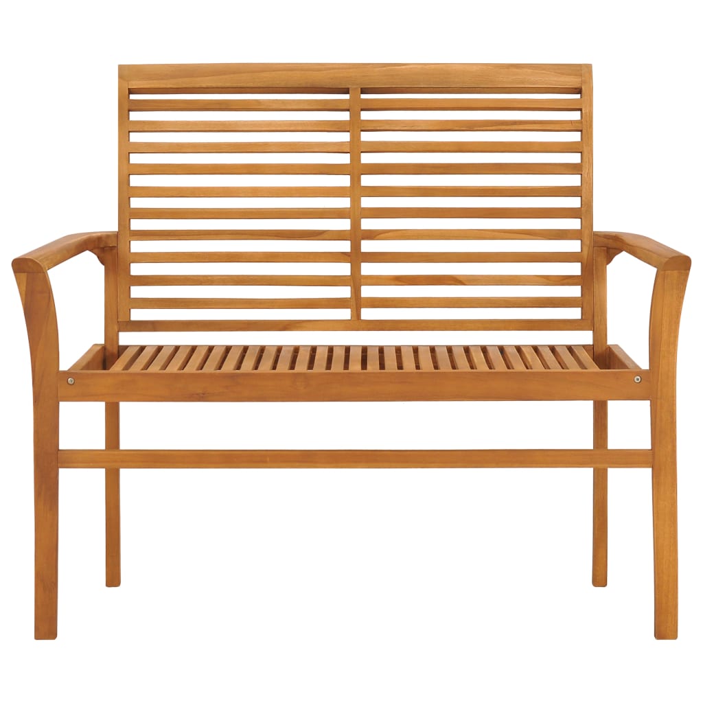 Trädgårdsbänk med beige dyna 112 cm massiv teak