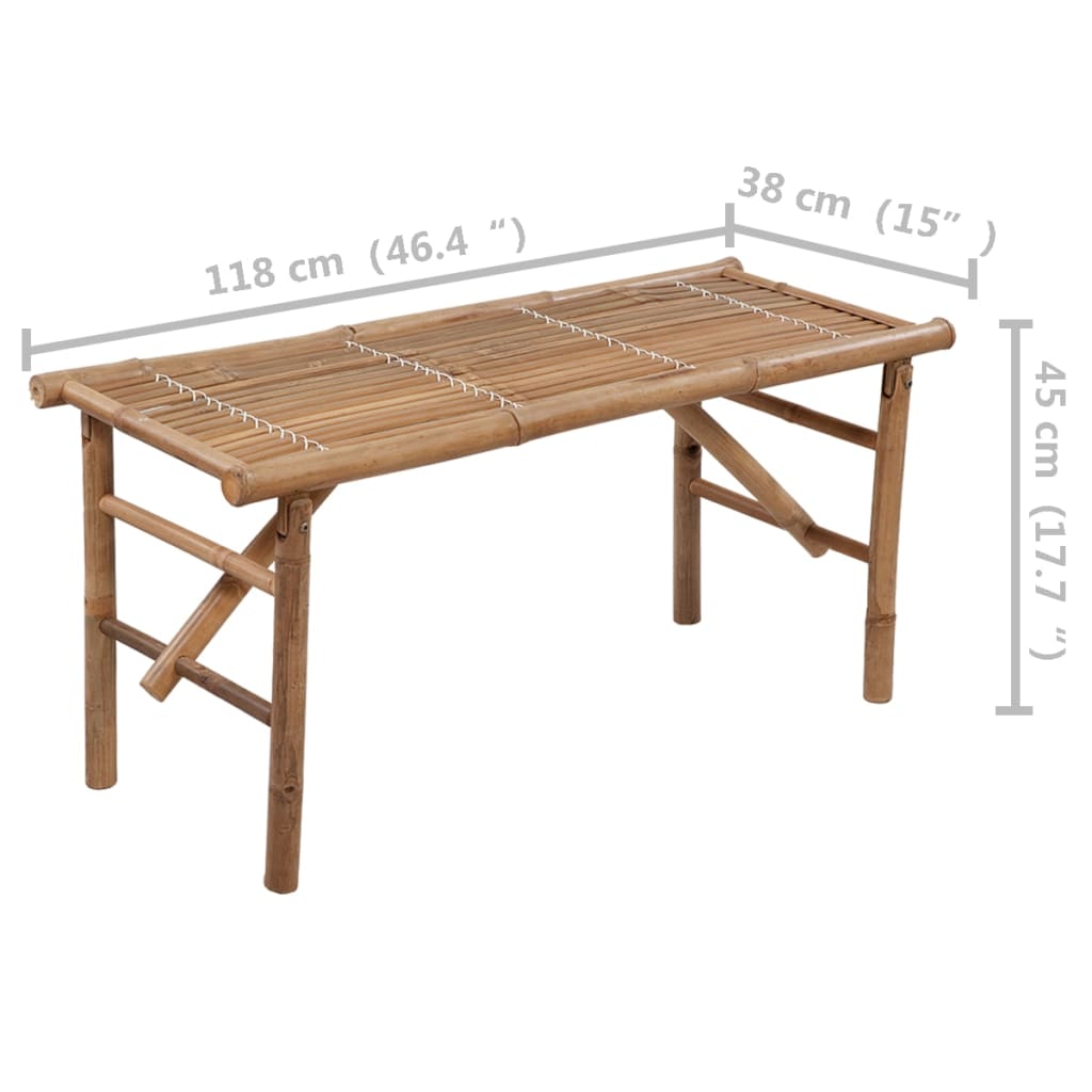 Hopfällbar trädgårdsbänk med dyna 118 cm bambu