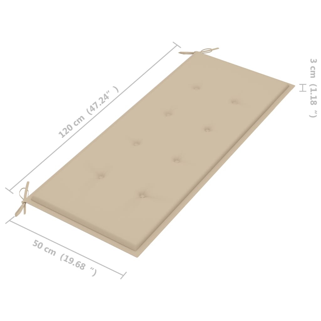 Hopfällbar trädgårdsbänk med dyna 118 cm bambu