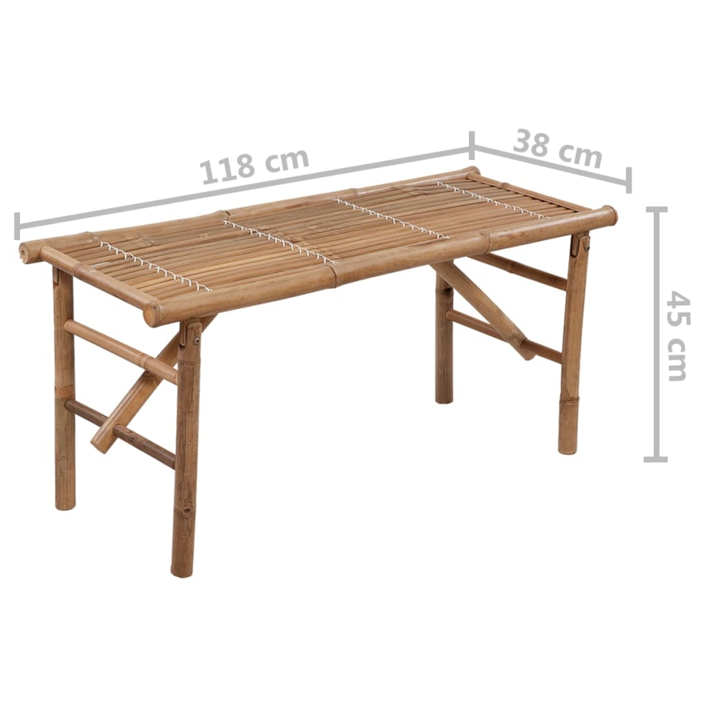 Hopfällbar trädgårdsbänk med dyna 118 cm bambu