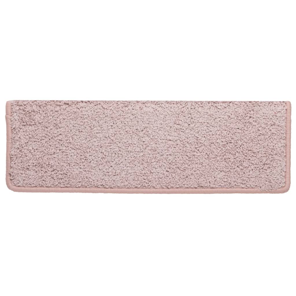 Trappstegsmattor 15 st 65x21x4 cm vit och rosa