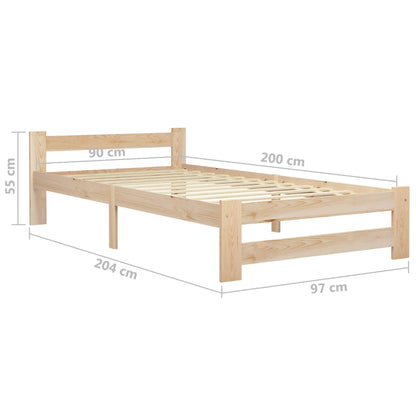 Sängram utan madrass massiv furu 90x200 cm