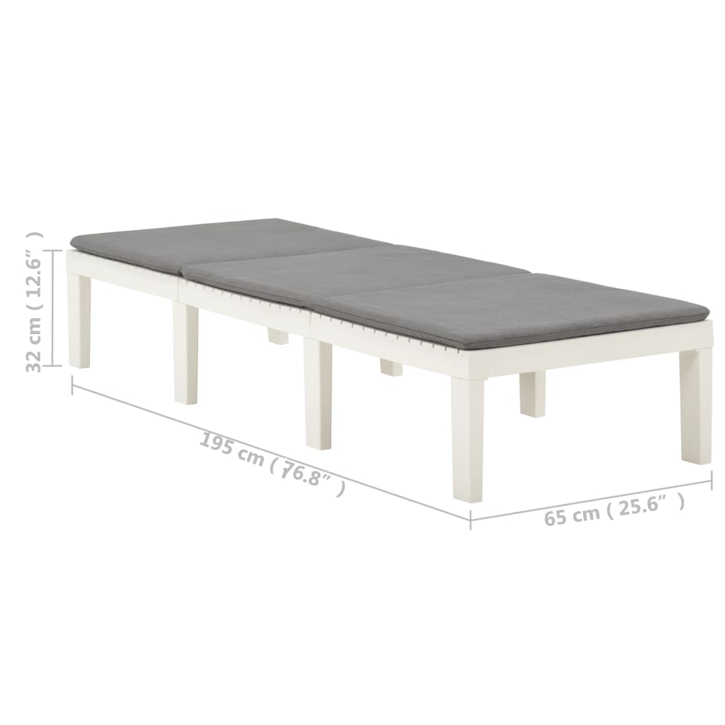 Solsäng med dyna plast vit