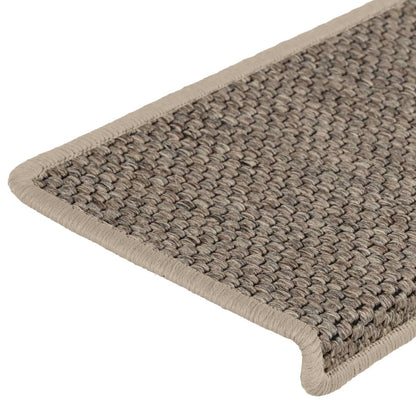 Trappstegsmattor självhäftande sisal 15 st 65x21x4 cm mörkbeige