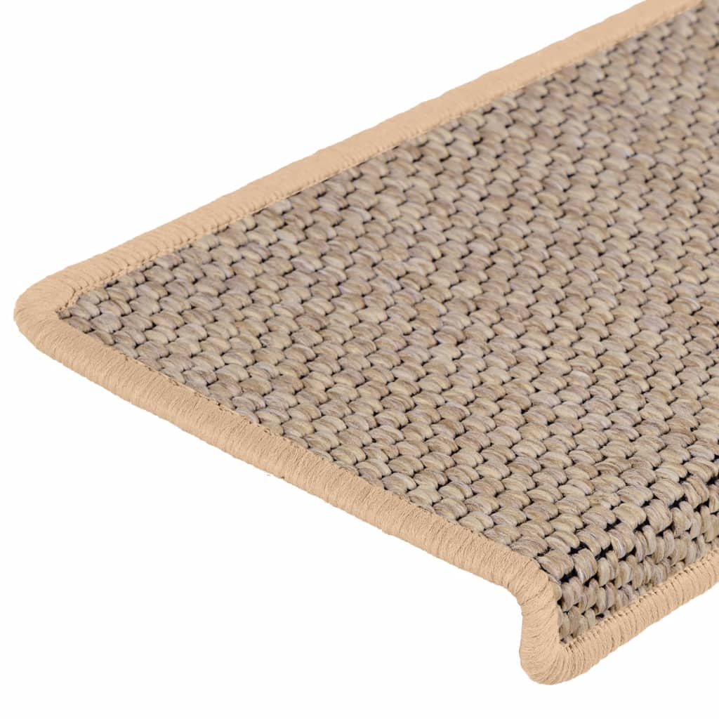 Trappstegsmattor självhäftande sisal 15 st 65x21x4 cm ljusbeige