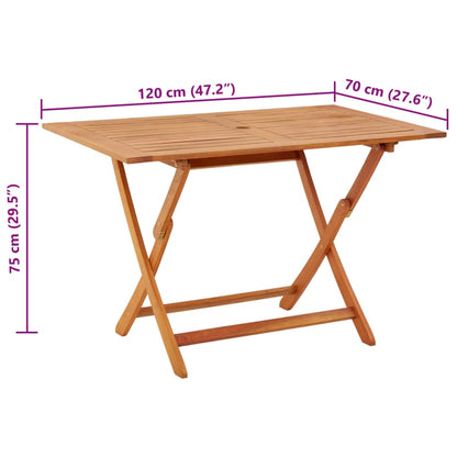 Hopfällbart trädgårdsbord 120x70x75 cm massivt eukalyptusträ