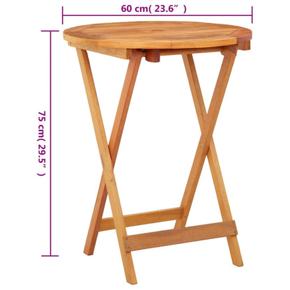 Hopfällbart trädgårdsbord Ø60x75 cm massivt eukalyptusträ