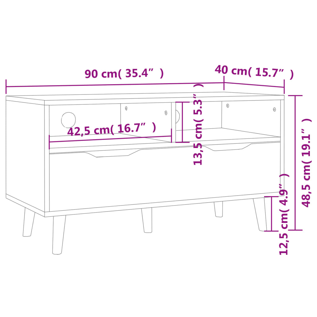 Tv-bänk svart 90x40x48,5 cm konstruerat trä