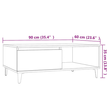 Soffbord betonggrå 90x60x35 cm konstruerat trä