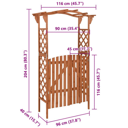 Pergola med grind 116x40x204 cm massivt granträ