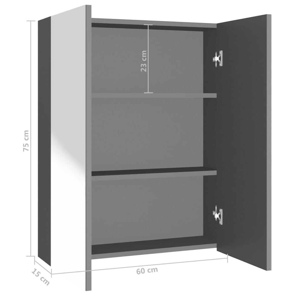 Spegelskåp för badrum antracit 60x15x75 cm MDF