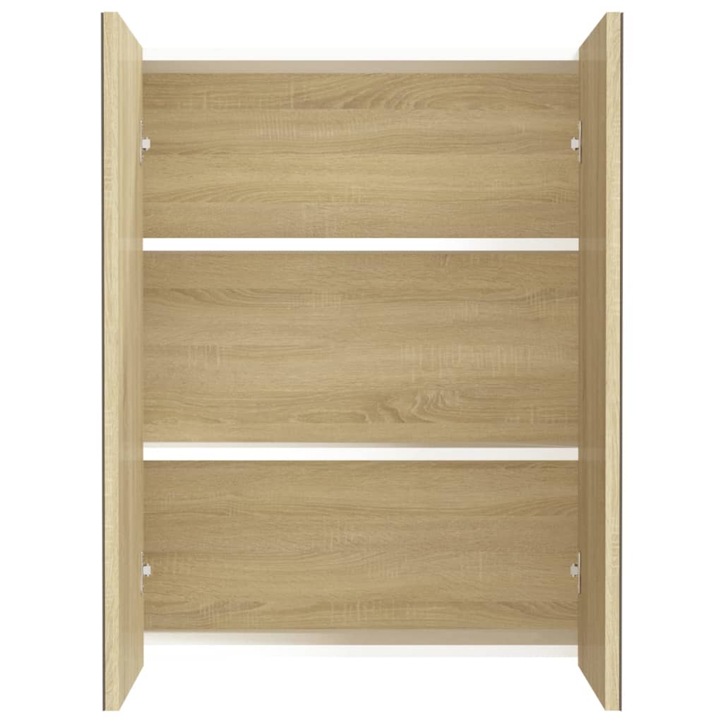 Spegelskåp för badrum vit och ek 60x15x75 cm MDF