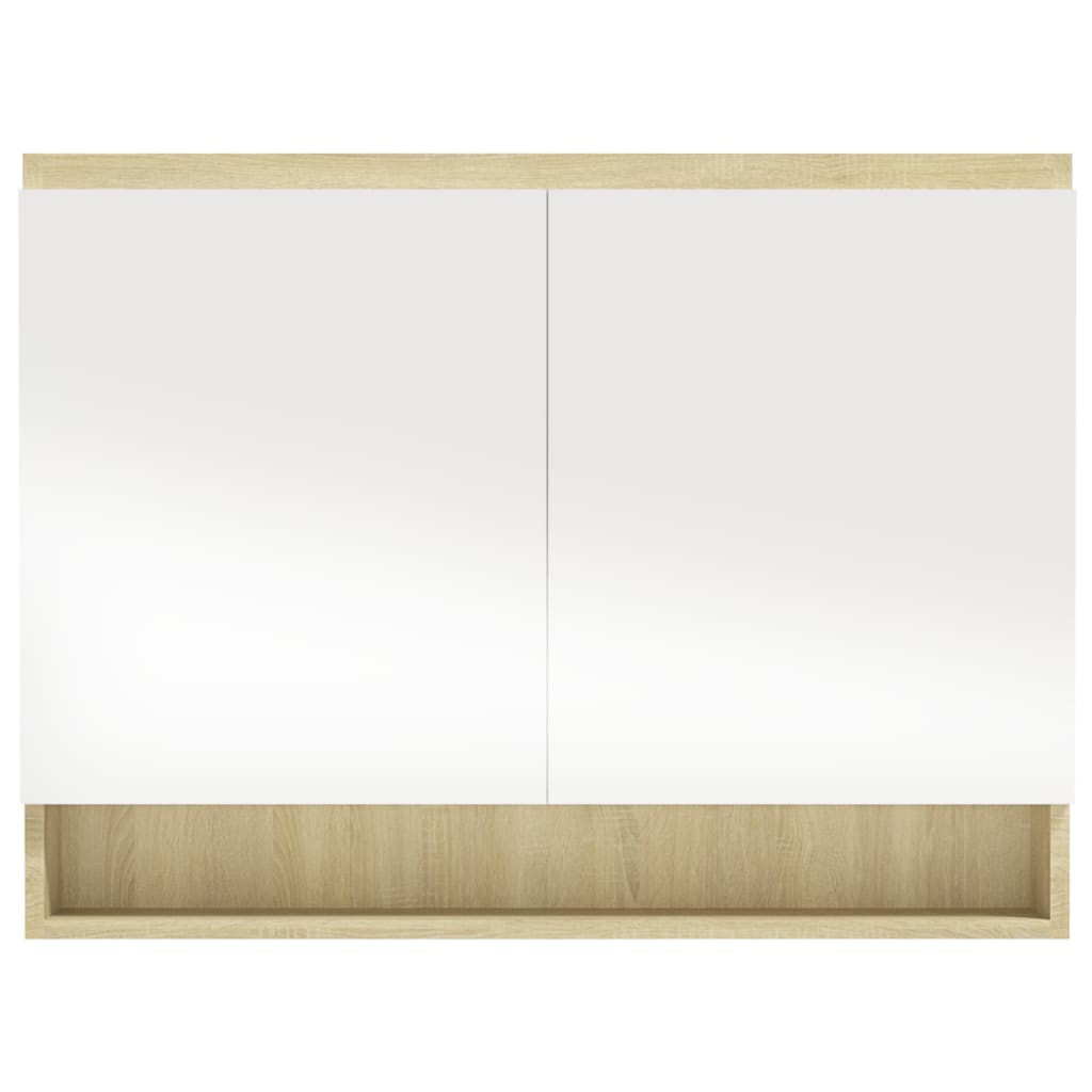 Spegelskåp för badrum vit och ek 80x15x60 cm MDF