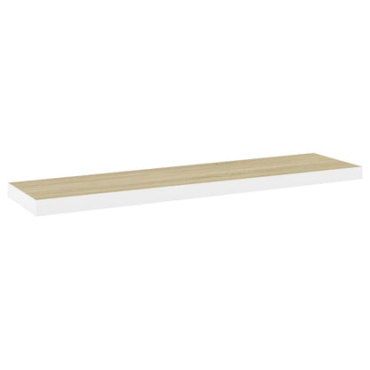 Svävande vägghyllor 4 st ek och vit 90x23,5x3,8 cm MDF