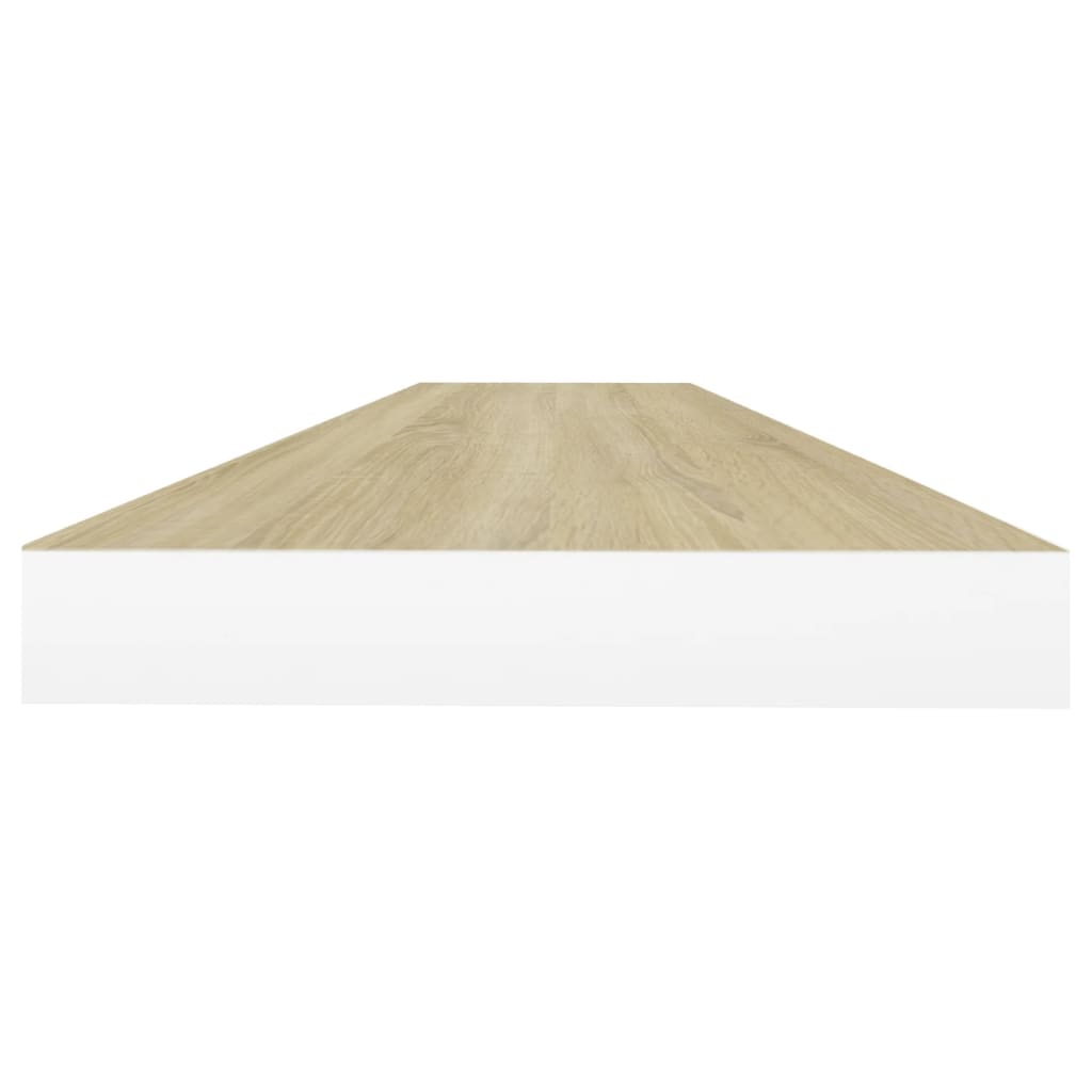 Svävande vägghyllor 4 st ek och vit 90x23,5x3,8 cm MDF