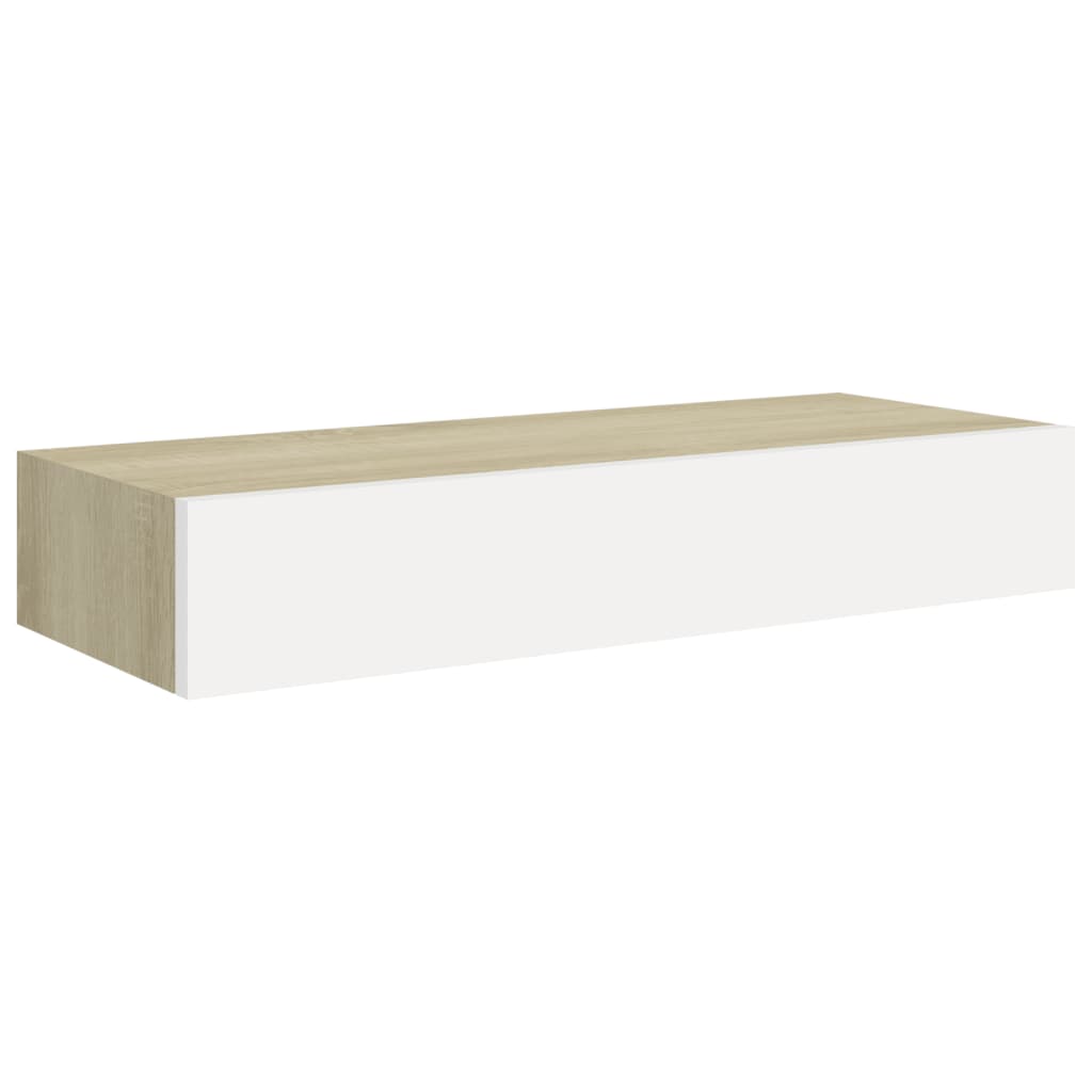 Vägglådor ek och vit 2 st 60x23,5x10 cm MDF