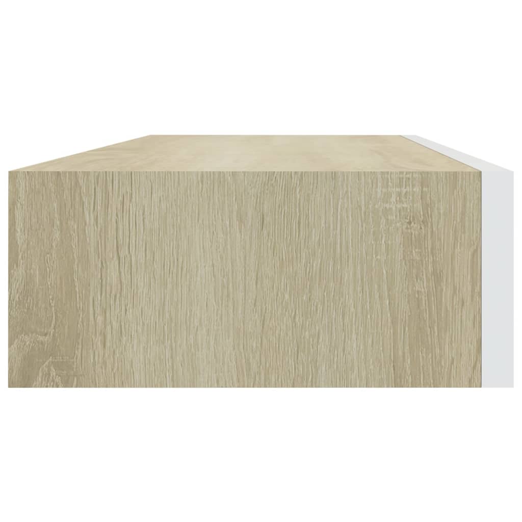 Vägglådor ek och vit 2 st 60x23,5x10 cm MDF