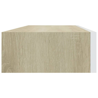 Vägglådor ek och vit 2 st 60x23,5x10 cm MDF