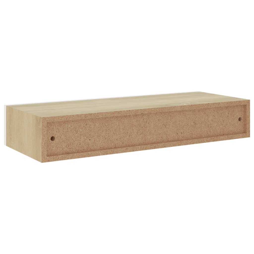 Vägglådor ek och vit 2 st 60x23,5x10 cm MDF