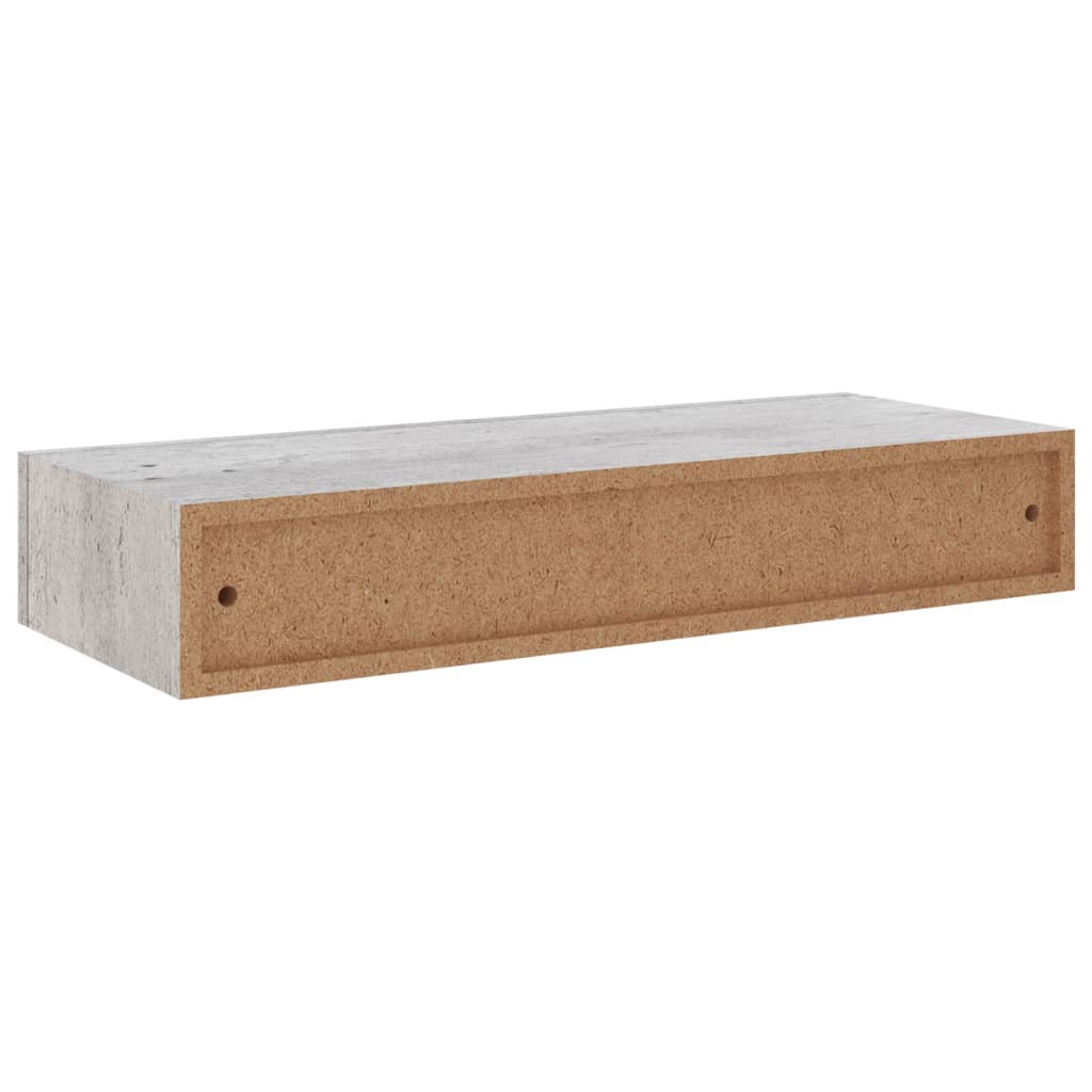 Vägglådor betonggrå 2 st 60x23,5x10 cm MDF