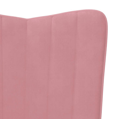 Vilstol med fotpall rosa sammet