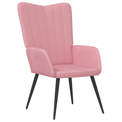 Vilstol med fotpall rosa sammet