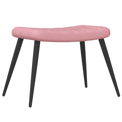 Vilstol med fotpall rosa sammet