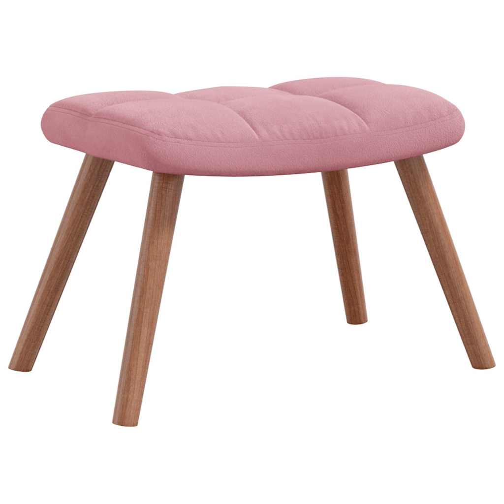 Vilstol med fotpall rosa sammet