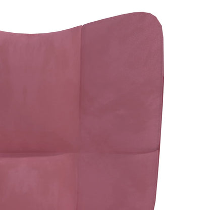 Vilstol med fotpall rosa sammet