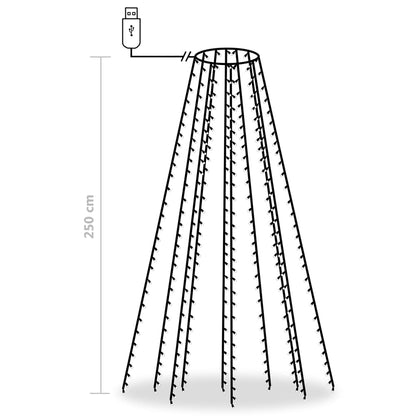 Ljusnät för julgran 250 lysdioder kallvit 250 cm