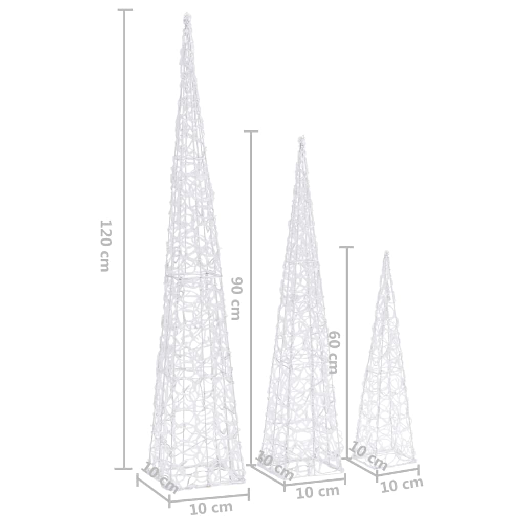 Ljuskoner LED set akryl flerfärgad 60/90/120 cm